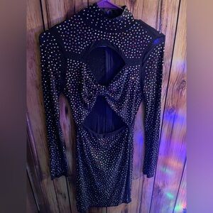 Hot Miami Styles Luxe Discontinued Rhinestone Bodycon Mini Dress Size M
